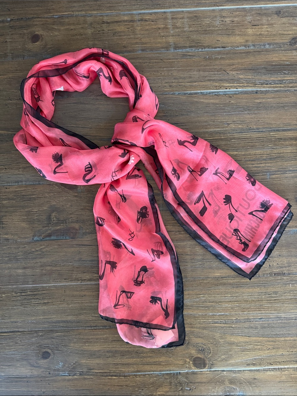 Vintage NWT Moschino Silk Ditsy Novelty High Heel Shoe Print Scarf